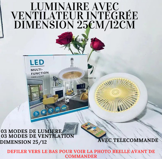 Mini Luminaire de plafond avec Ventilateur Intégrée DIMENSION 25CM/12CM